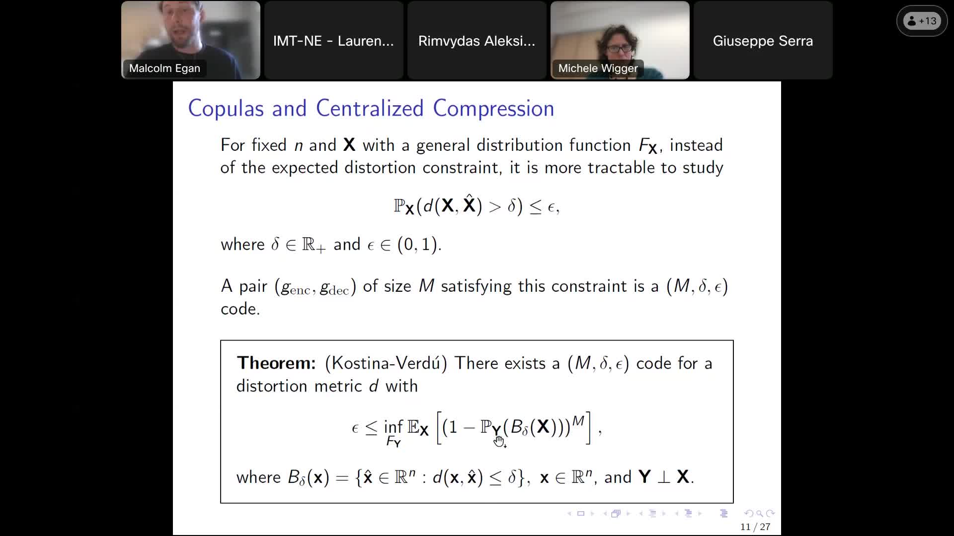 FOUNDS SEMINAR SERIES TALK 5 BY Dr. Malcolm Egan on Copulas and Compression	