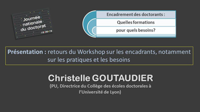 JOURNEE NATIONALE DU DOCTORAT 2019 : présentation de Christelle GOUTAUDIER