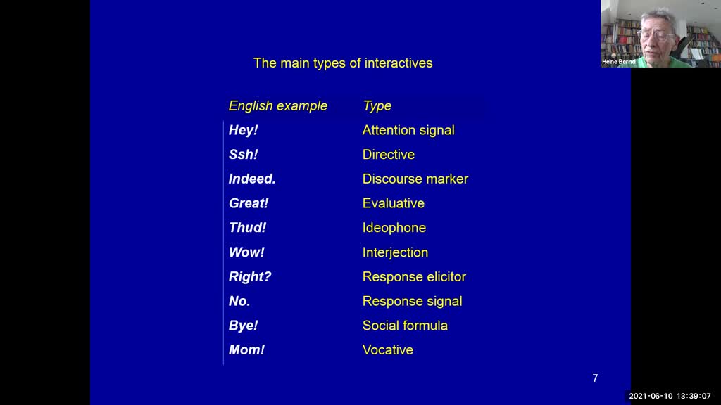 Pr. Bernd Heine (Köln University), "The grammar of interactives: The challenge of discourse"