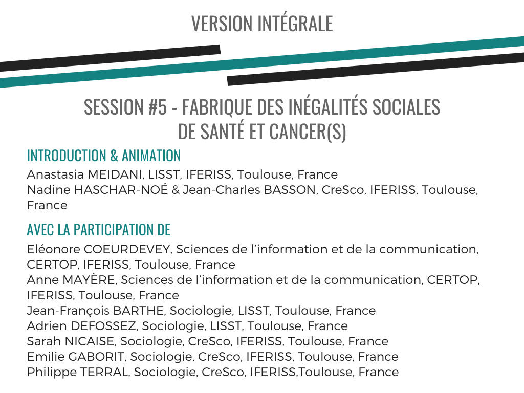 [FAB.ISS] Session #5 La fabrique des inégalités sociales de santé et cancer(s)